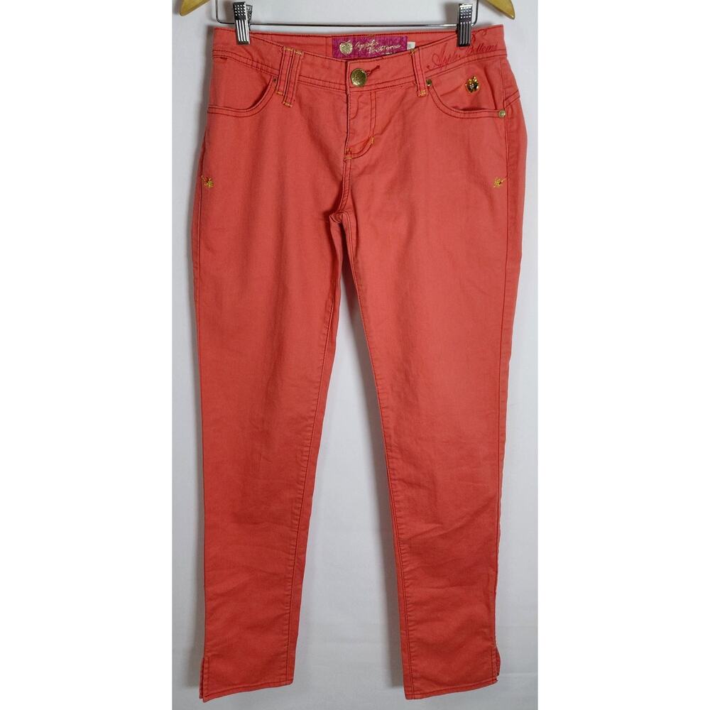 Apple Bottoms Coral Skinny Jeans Solid Denim Size 7/8
